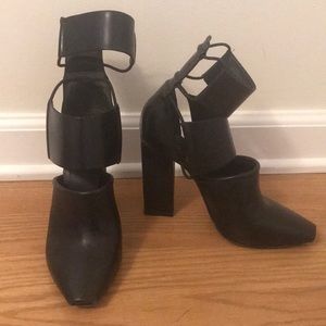 Black cutout booties